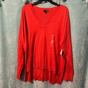 A.n.a. High Low Hem V Neck Sweater Orange Red NWT XL ana